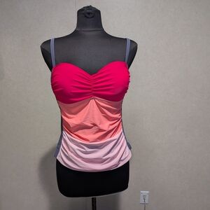 Pink and Coral Ruched Tank Top